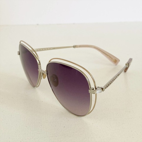 OSCAR de la RENTA Silver Oversize Teardrop Sunglasses Embellished - Picture 3 of 9